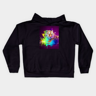 Colorburst tiger in purple Kids Hoodie